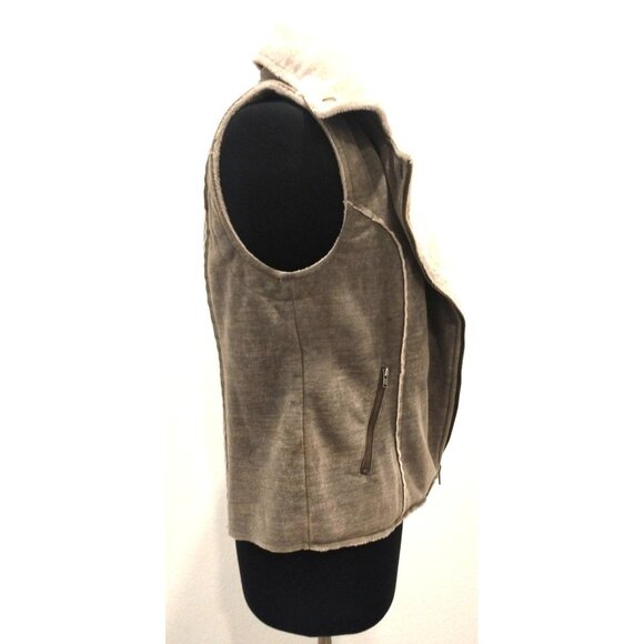 True Grit Military Green and Cream Bomber Vest Zippered Jacket S - Picture 2 of 11